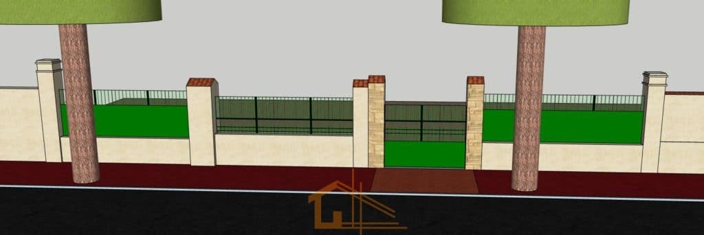 plan 3D - ensemble clôture et portail avant